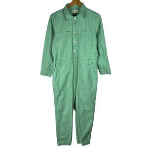 Madewell Womens Sz L Relaxed Utility Coveralls Denim Jumpsuit Chore Mint Green